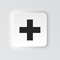 rectángulo botón icono médico símbolo. botón bandera rectángulo Insignia interfaz para solicitud ilustración en neomórfico estilo en blanco antecedentes vector