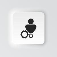 Human intellect gear vector neumorphic icon symbol. Flat pictogram is isolated on a white background. Human intellect gear pictogram designed with simple style. on white background