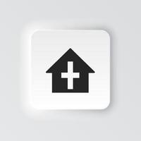 Rectangle button icon Chapel outline. Button banner Rectangle badge interface for application illustration on neomorphic style on white background vector