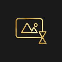 delay, photo, time gold icon. Vector illustration of golden icon on dark background