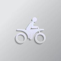 motociclista papel estilo, icono. gris color vector fondo- papel estilo vector icono.