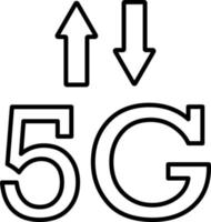 línea vector icono 5g, señal, flechas contorno vector icono en blanco antecedentes