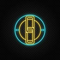 link, web, icon neon vector icon. Blue and yellow neon vector icon. Vector transparent background