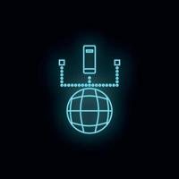 Network, database, neon, icon. Web Development Vector Icon. Element of simple symbol for websites, web design, mobile app, infographics. Line symbol for website design on white background