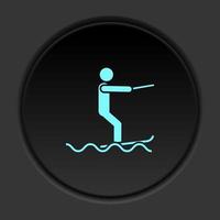 Round button icon Surf sea. Button banner round badge interface for application illustration on dark background vector