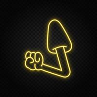 Hand angry, cartoon neon icon. Yellow neon vector icon. Vector transparent background