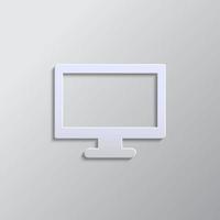 computer paper style, icon. Grey color vector background- Paper style vector icon.