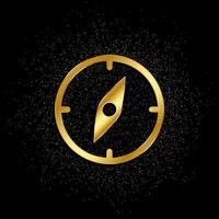 Compass gold, icon. Vector illustration of golden particle on gold vector background