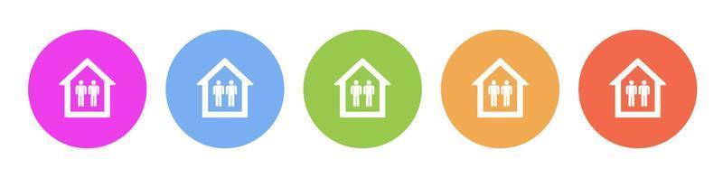 Multi colored flat icons on round backgrounds. Mans in a house multicolor circle vector icon on white background