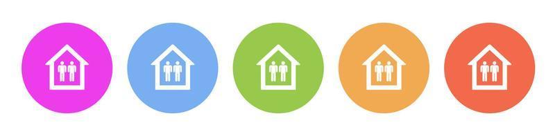 Multi colored flat icons on round backgrounds. Mans in a house multicolor circle vector icon on white background