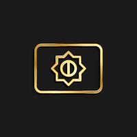 brightness, sun, control gold icon. Vector illustration of golden icon on dark background