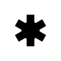 estrella de vida negro glifo ui icono. ambulancia símbolo. emblema de médico servicios. usuario interfaz diseño. silueta símbolo en blanco espacio. sólido pictograma para web, móvil. aislado vector ilustración