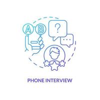 Cellphone interview blue gradient concept icon. Call research. Usability testing methods. Live user poll abstract idea thin line illustration. Isolated outline drawing vector