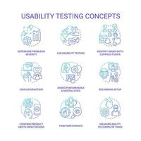 Usability testing blue gradient concept icons set. Conduct website design research. UX assess process idea thin line color illustrations. Isolated symbols vector