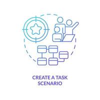 Create task plan blue gradient concept icon. Determine usability testing goals. Create research strategy abstract idea thin line illustration. Isolated outline drawing vector