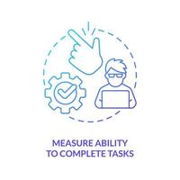 Measure ability to complete tasks blue gradient concept icon. Performancable website. Success user experience abstract idea thin line illustration. Isolated outline drawing vector