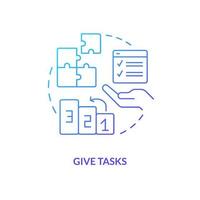 Give tasks blue gradient concept icon. Provide steps guide. Usability testing session moderation abstract idea thin line illustration. Isolated outline drawing vector