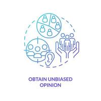 Obtain unbiased opinions blue gradient concept icon. Get customer reviews. Real users experience feedback abstract idea thin line illustration. Isolated outline drawing vector