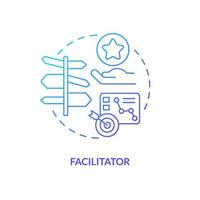 Facilitator blue gradient concept icon. Give tasks steps explanations. Provide instruction. Moderator abstract idea thin line illustration. Isolated outline drawing vector