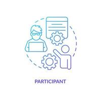 Participant blue gradient concept icon. Research membership. Take part in survey process. Volunteer UX tester abstract idea thin line illustration. Isolated outline drawing vector