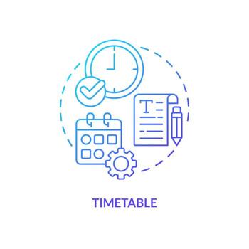 Timetable blue gradient concept icon. Schedule of running testing session. Organization. Plan research detail abstract idea thin line illustration. Isolated outline drawing vector