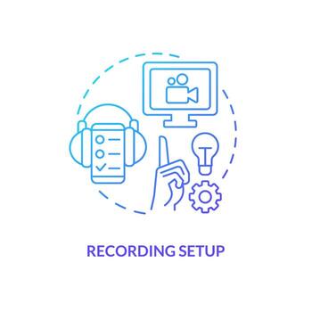 grabación preparar azul degradado concepto icono. documento usabilidad pruebas sesión. vídeo y audio haciendo resumen idea Delgado línea ilustración. aislado contorno dibujo vector