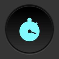 Round button icon, stopwatch. Button banner round, badge interface for application illustration on dark background vector