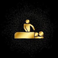 Massage gold, icon. Vector illustration of golden particle on gold vector background