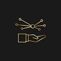 Care, connection, network gold icon. Vector illustration of golden icon on dark background