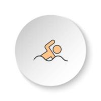 Round button for web icon, Swim, man. Button banner round, badge interface for application illustration on white background vector