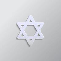 Israel star of david paper style, icon. Grey color vector background- Paper style vector icon.