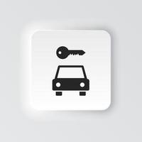 rectángulo botón icono coche llave. botón bandera rectángulo Insignia interfaz para solicitud ilustración en neomórfico estilo en blanco antecedentes vector