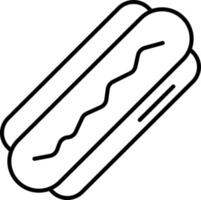 Hot dog line icon. Bun with sausage vector outline sign