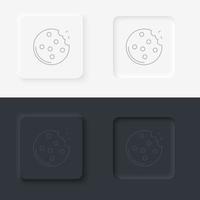 neumorfo estilo negro y blanco conjunto comida y bebida vector icono. Galleta línea icono, contorno vector firmar, lineal estilo pictograma aislado en blanco. símbolo, logo ilustración icono conjunto