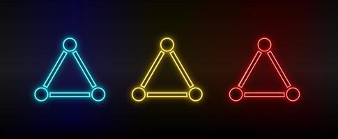 Neon icon set connection, network. Set of red, blue, yellow neon vector icon on dark transparent background