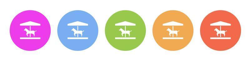 Multi colored flat icons on round backgrounds. Horse, carousel multicolor circle vector icon on white background