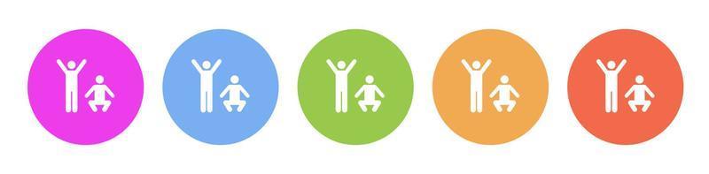 Multi colored flat icons on round backgrounds. Exercise, mans multicolor circle vector icon on white background