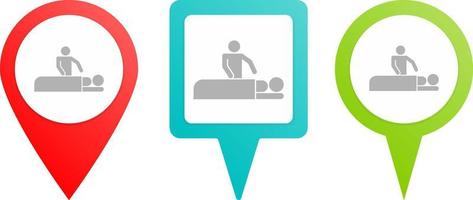 Massage pin icon. Multicolor pin vector icon, diferent type map and navigation point.