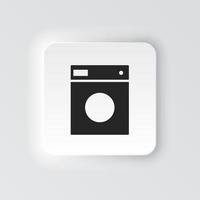 Rectangle button icon Washer. Button banner Rectangle badge interface for application illustration on neomorphic style on white background vector