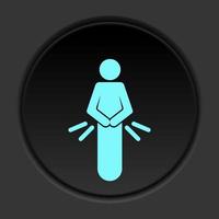 Dark button icon Indigestion glyph. Button banner round badge interface for application illustration on darken background vector