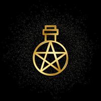 Alchemy gold icon. Vector illustration of golden particle background.. Spiritual concept vector illustration .