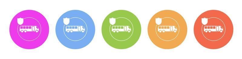 Multi colored flat icons on round backgrounds. travel, bus, insurance multicolor circle vector icon on white background