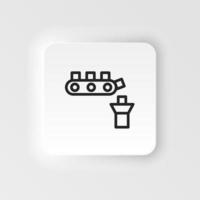 Assembly line, conveyor belt icon - Vector neumorphic style vector icon