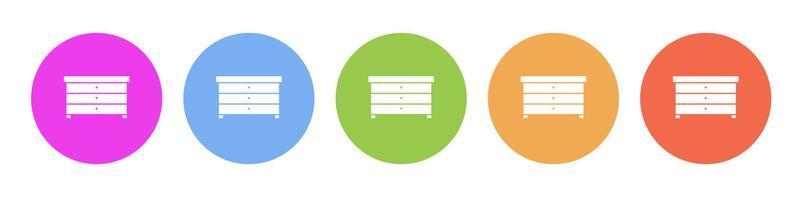 Multi colored flat icons on round backgrounds. Cupboard multicolor circle vector icon on white background