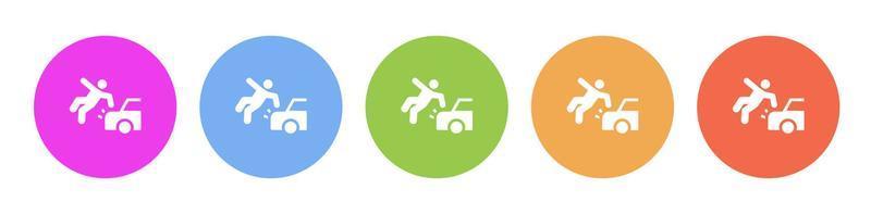Multi colored flat icons on round backgrounds. Accident, car, injure, liability multicolor circle vector icon on white background