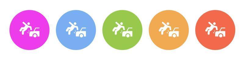 Multi colored flat icons on round backgrounds. Accident, car, injure, liability multicolor circle vector icon on white background