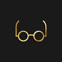 clever, glasses, read gold icon. Vector illustration of golden icon on dark background