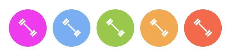 Multi colored flat icons on round backgrounds. Dumbbell multicolor circle vector icon on white background