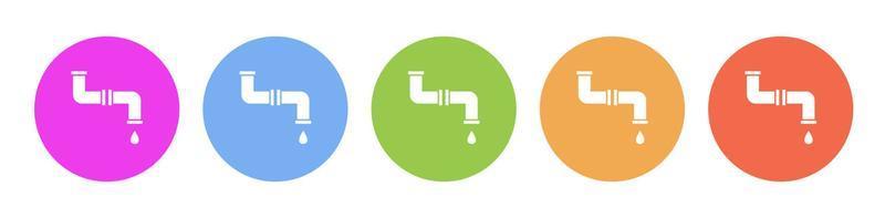 Multi colored flat icons on round backgrounds. Pipes, water multicolor circle vector icon on white background