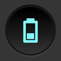Dark button icon charge battery. Button banner round badge interface for application illustration on darken background vector